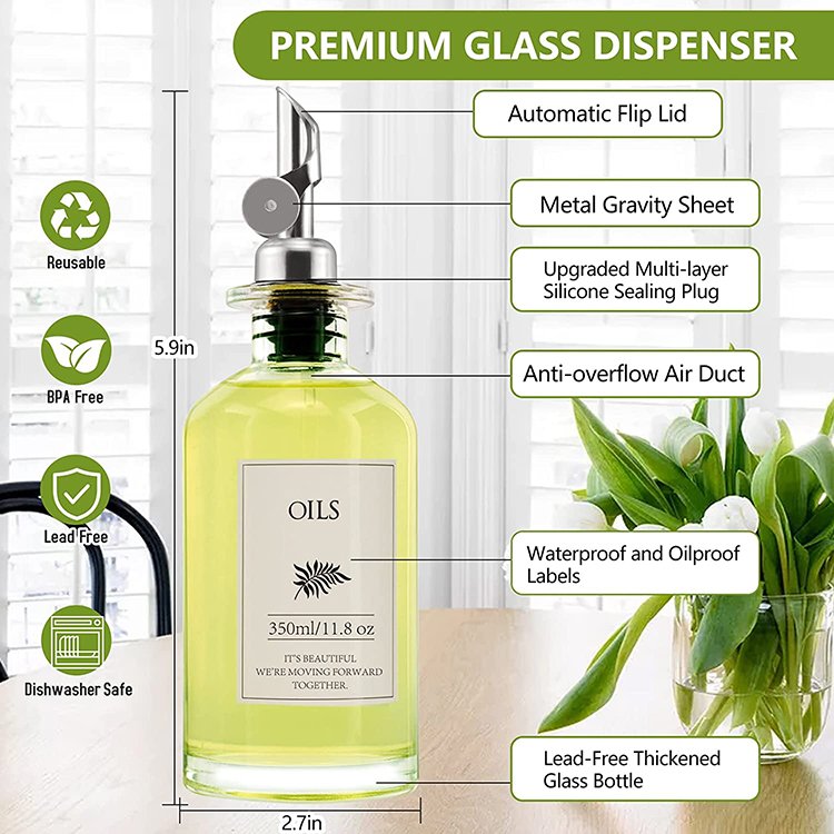 New Coffee Syrup Dispenser Bottle Superior Glass Oil and Vinegar Dispenser Oil Dispenser Bottle for Kitchen