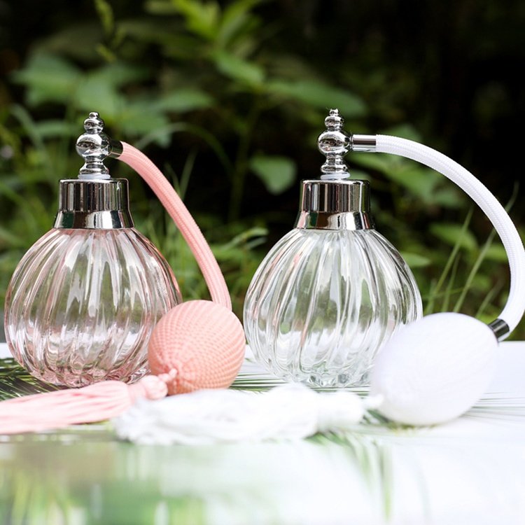 100ml Refillable Empty Retro Vintage Pumpkin Style Glass Perfume Airbag Atomizer Spray Bottle with Long Tube Tassel