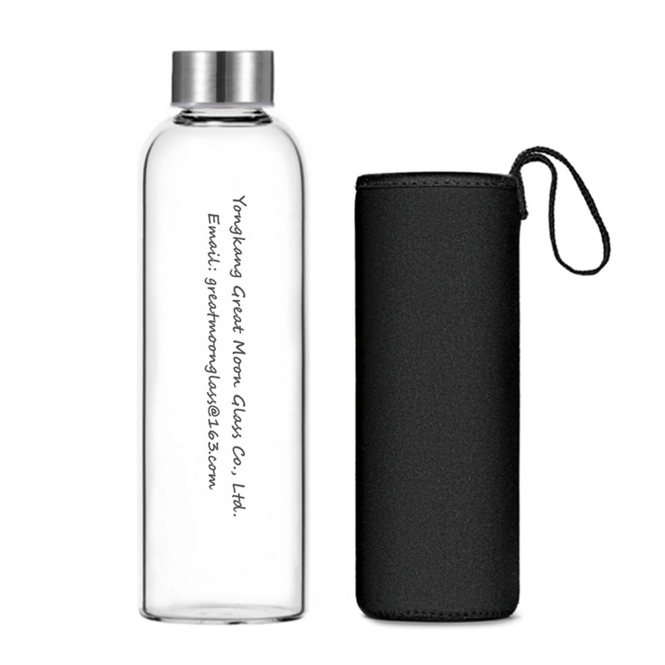 New BPA-Free Eco Friendly Custom Clear Borosilicate Glass Sport Drinking Glass Water Bottle Glass