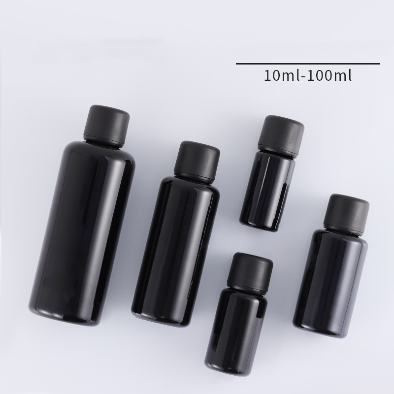 Black Color 10ml 20ml 30ml 50ml 100ml Clear Glass Frosted round Cosmetic Lotion aromatherapy bottle