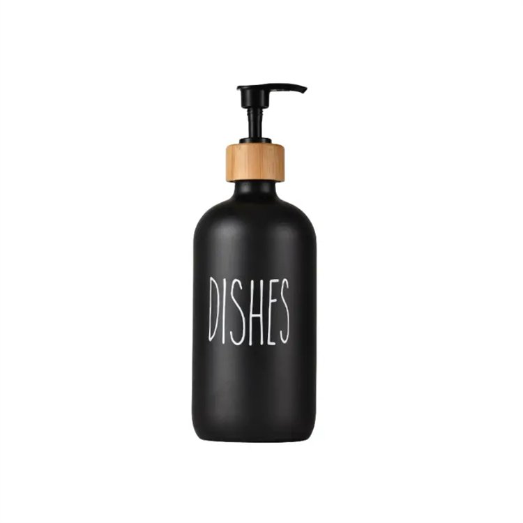 High Quality 16 oz Black And White Refilling Glass Boston Lotion Hand Glass Soap Dispenser Bottles with Pump