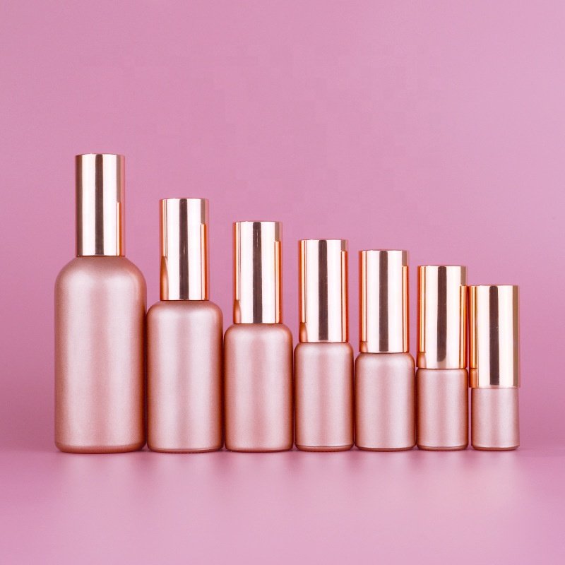 Rose Gold Sand Essential Oil bottle Transparent Frosted Perfume Bottle Glass Spray Bottle 5ml 10ml 15ml 20ml 30ml 50ml 100ml