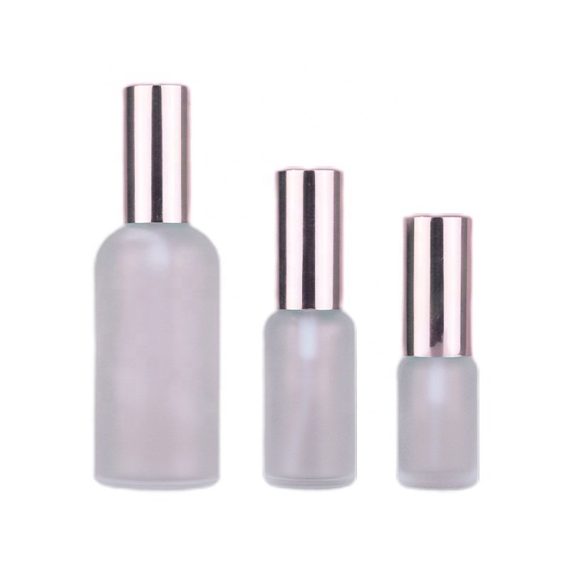 Rose Gold Sand Essential Oil bottle Transparent Frosted Perfume Bottle Glass Spray Bottle 5ml 10ml 15ml 20ml 30ml 50ml 100ml