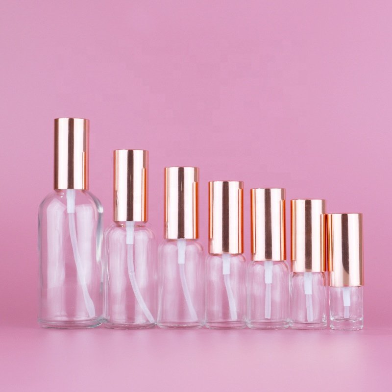 Rose Gold Sand Essential Oil bottle Transparent Frosted Perfume Bottle Glass Spray Bottle 5ml 10ml 15ml 20ml 30ml 50ml 100ml