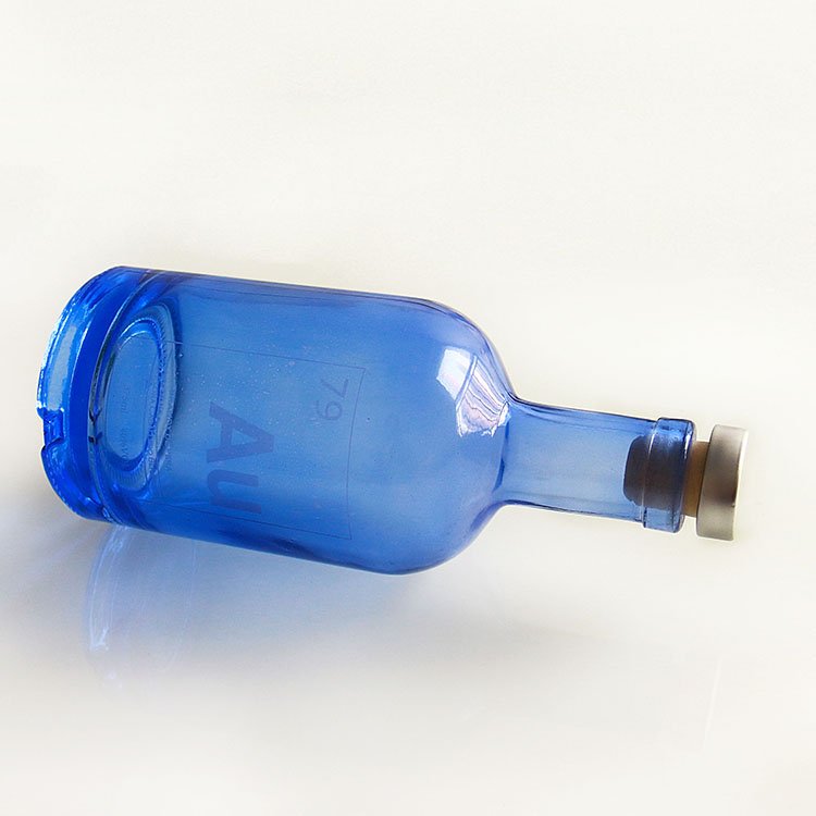 375ml Blue Glass Bottle with Cork for Vodka