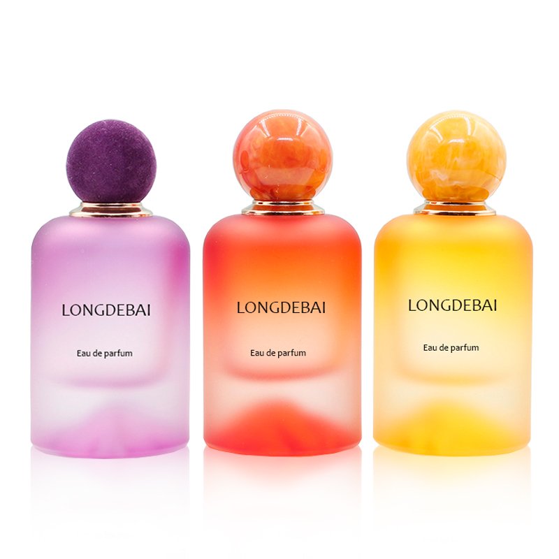 Manufacture volcanic cap crimp frosted perfume spray bottle clear empty round 30ml 50ml glass perfume bottle 100ml with box