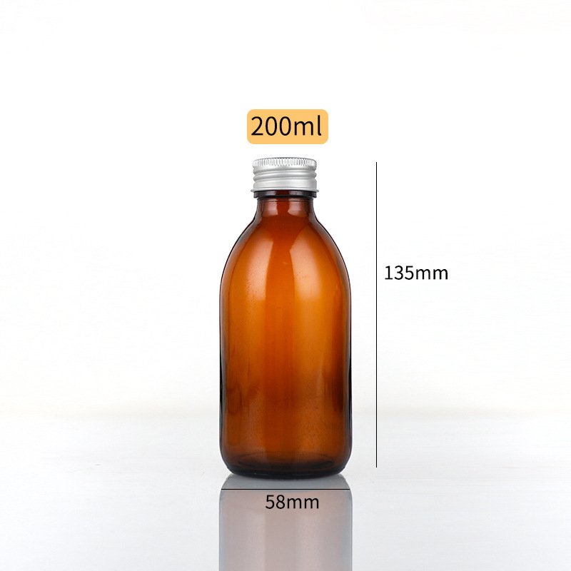 100ml 125ml 150ml 180ml 200ml 250ml Pharmaceutical Oral Syrup Glass Bottle Medicine Amber Bottle With cap dropper aluminium lid