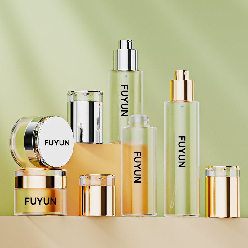 Frosted glass bottles dropper thick bottom pressure bottle for refillable lotion 200ml with skincare glass packaging jar