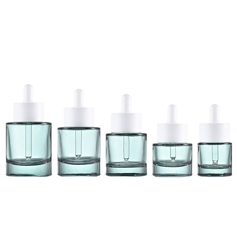 Custom Logo Wholesale 15ml 30ml 40ml 50ml Glass Bottle Skincare Serum Flat Shoulder Bottle Essential Oil Cosmetic Dropper Bottle