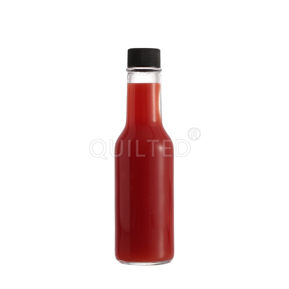 Empty 3oz 5oz 8oz 150ml 250ml clear Woozy Chili Salad ketchup Hot Sauce glass bottle with black cap