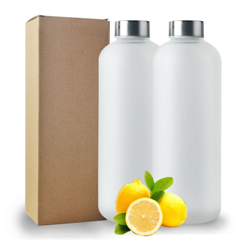 JM BPA Free Eco Friendly Bpa Free New Design Custom Matting Glass Bottle 1000ml Iridescent Glass Water Bottle With Lid