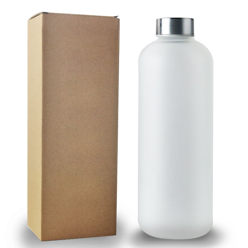JM BPA Free Eco Friendly Bpa Free New Design Custom Matting Glass Bottle 1000ml Iridescent Glass Water Bottle With Lid