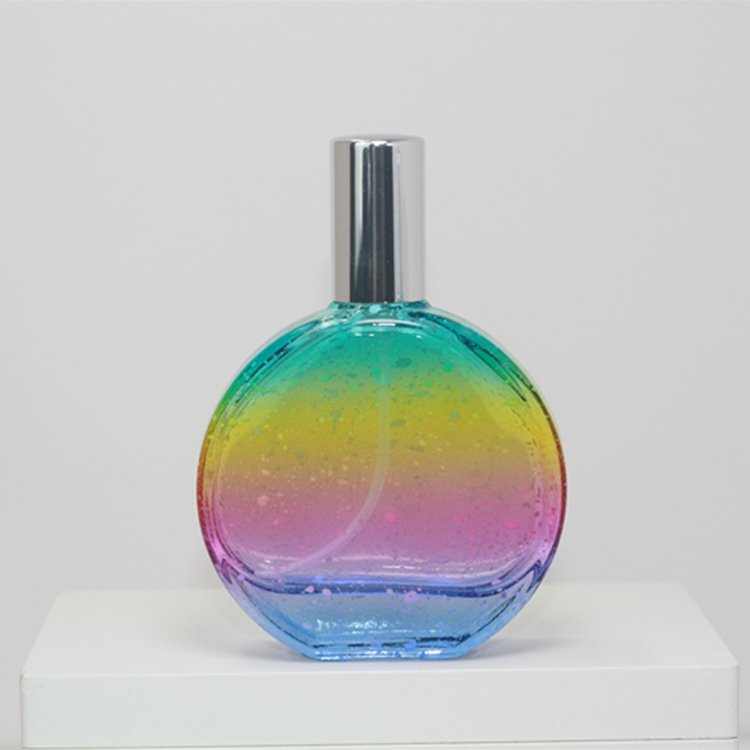Custom Factory Direct Multicolour Gradient Spray Aluminum Perfume Spray-head 50ml Perfume Glass Bottle