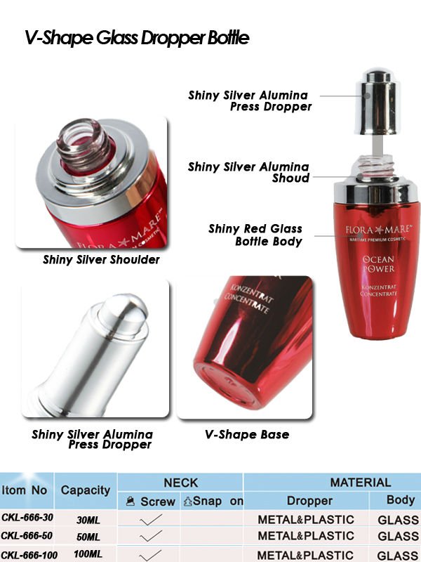 30ml 50ml 100ml Cosmetic Glass Bottle With Dropper