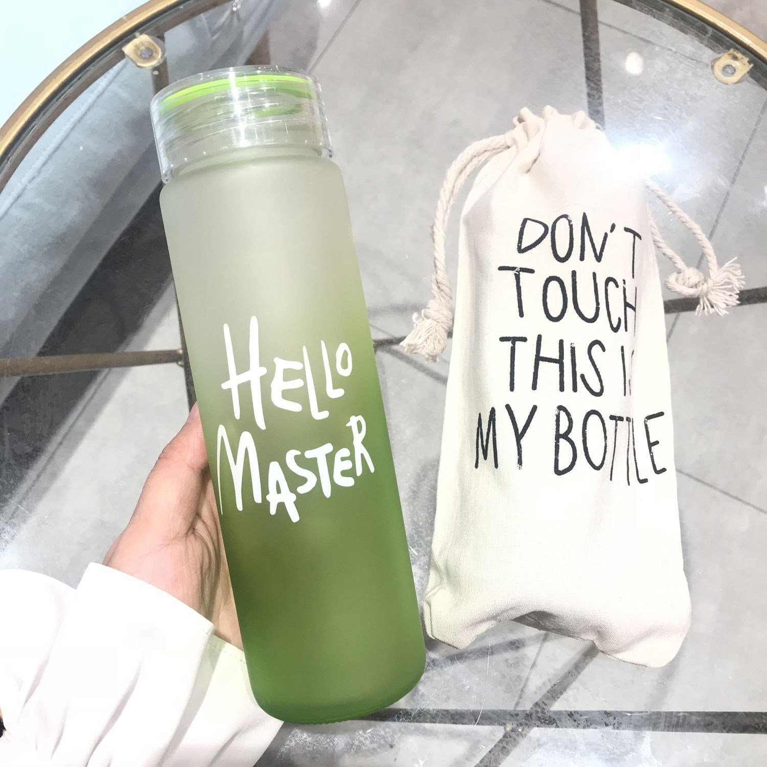 Wholesale Price Colorful Letter Glass Tea Bottle With Cloth Cover Frosted Portable Bottle Glass Water Bottle