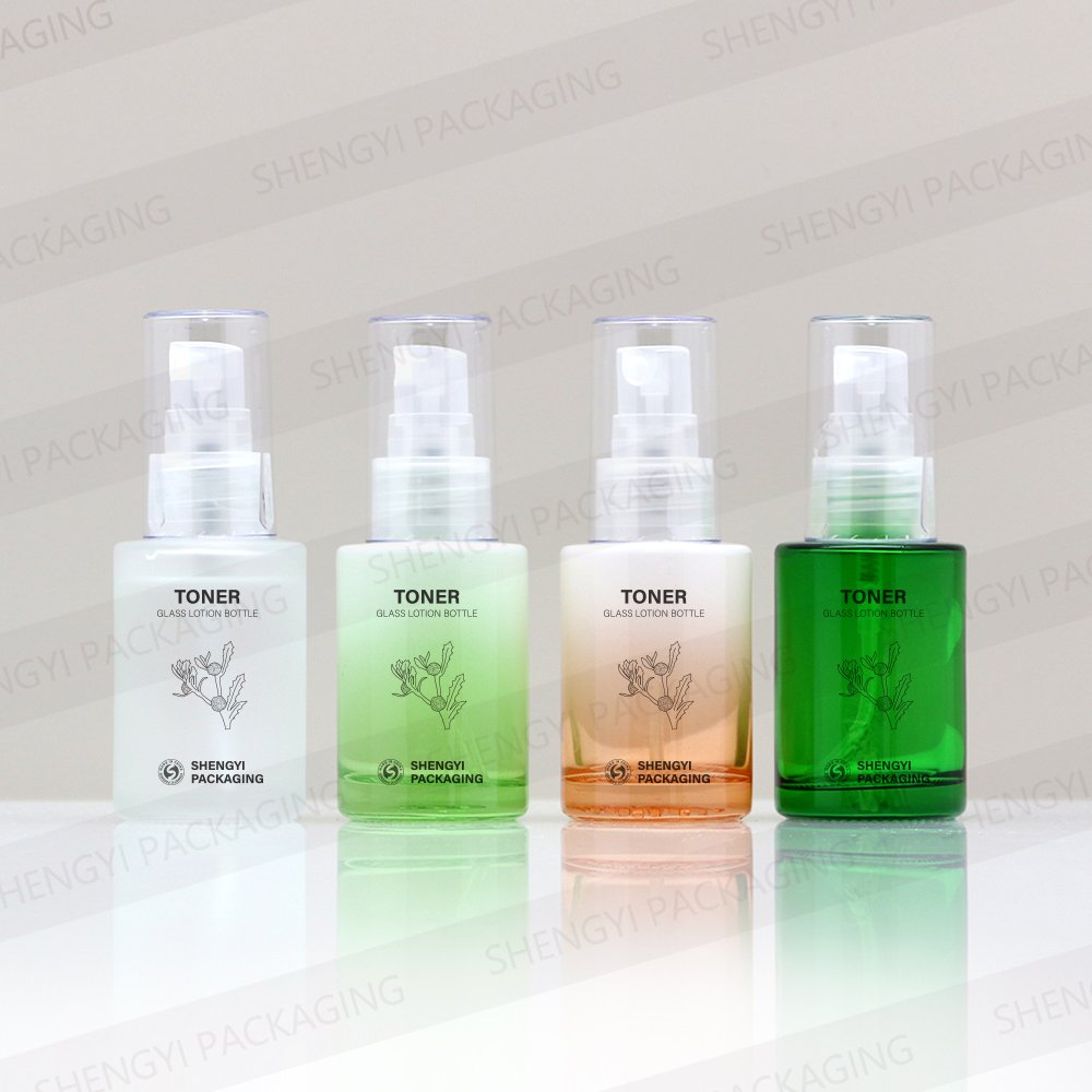 luxury hot pink white black spray macaron 30ml 40ml face oil glass sample pump lid essential oil perfume bottle 50ml with box