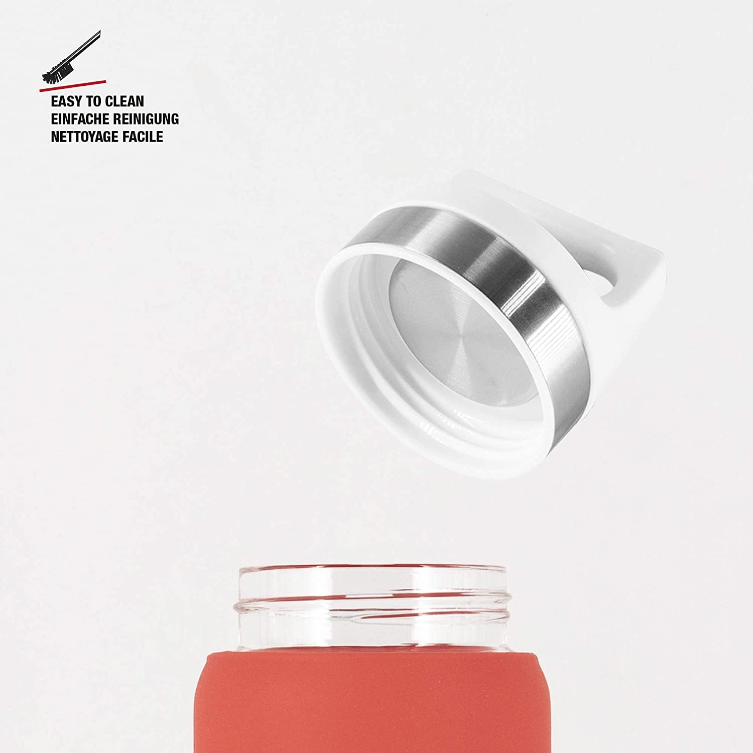 Dream Glass Water Bottle with Silicone, Blush, 0.65 Litre , Leakproof glass drinking bottle