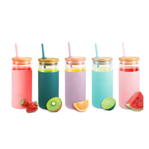 Super September Hot Sale Sports Water Bottle Silicone Sleeve Bamboo Lid High Borosilicate Material BPA-Free Customizable Straw