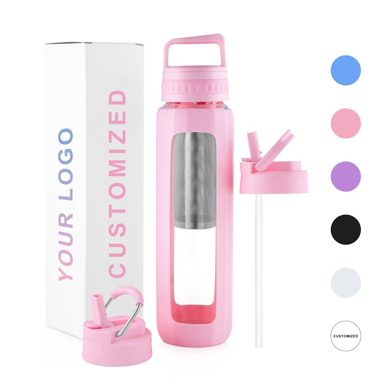 Emode Wholesale Glass Water Bottle Sport water bottle with Straw Lid for Outdoor Sports 25OZ 32OZ