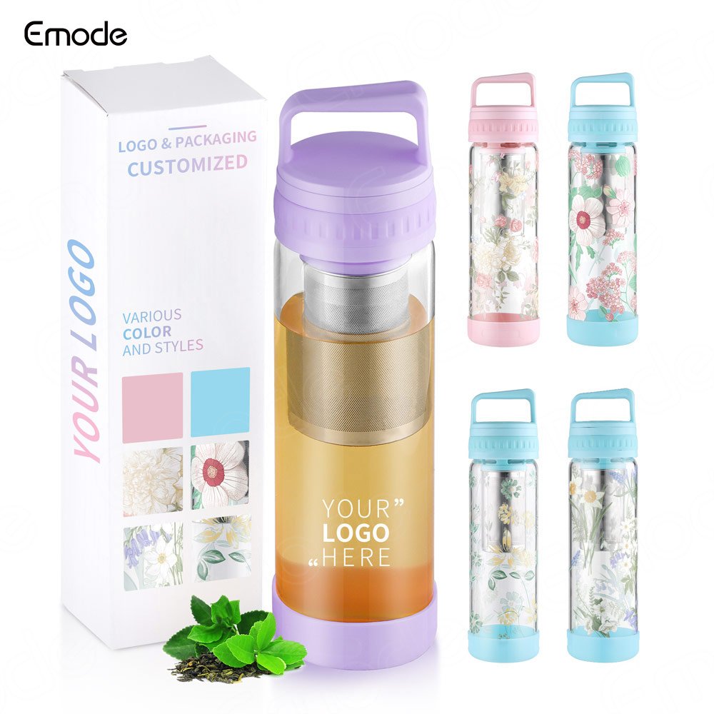 Emode Wholesale Glass Water Bottle Sport water bottle with Straw Lid for Outdoor Sports 25OZ 32OZ
