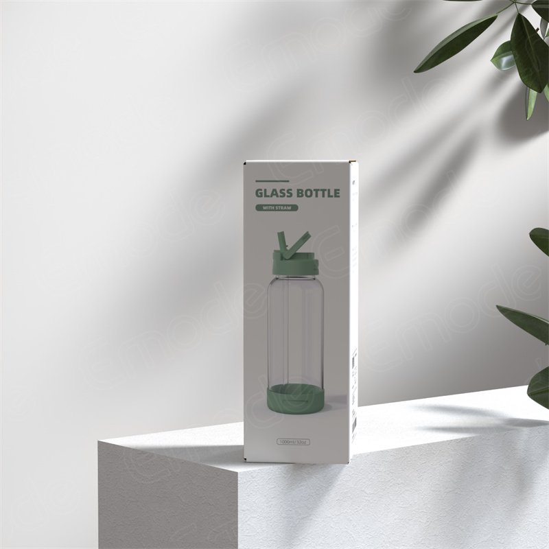 Emode Wholesale Glass Water Bottle Sport water bottle with Straw Lid for Outdoor Sports 25OZ 32OZ