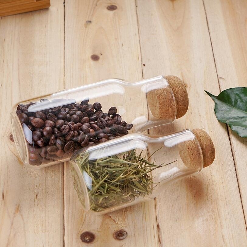 Cork glass bottle transparent sealed jar Household tea pot coffee pot Glass storage jar sealed Storage Bottles & Jars