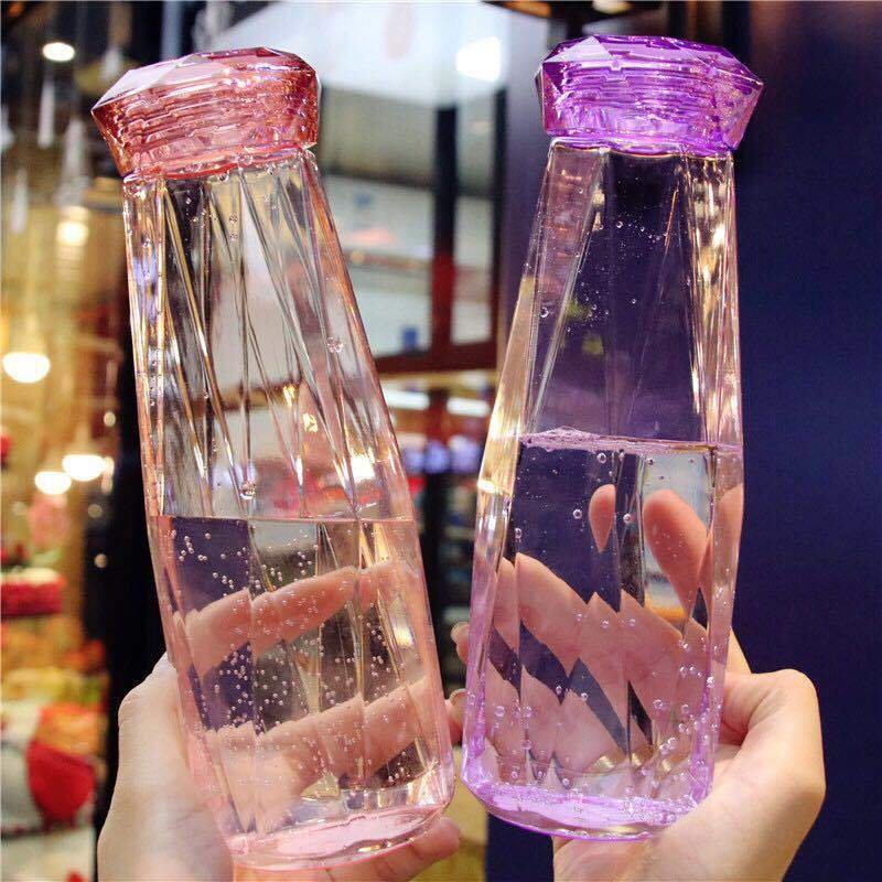 wholesale Diamond Water Bottle Glass Cup simple design crystal water bottle Drinkware Outdoor fancy water bottle