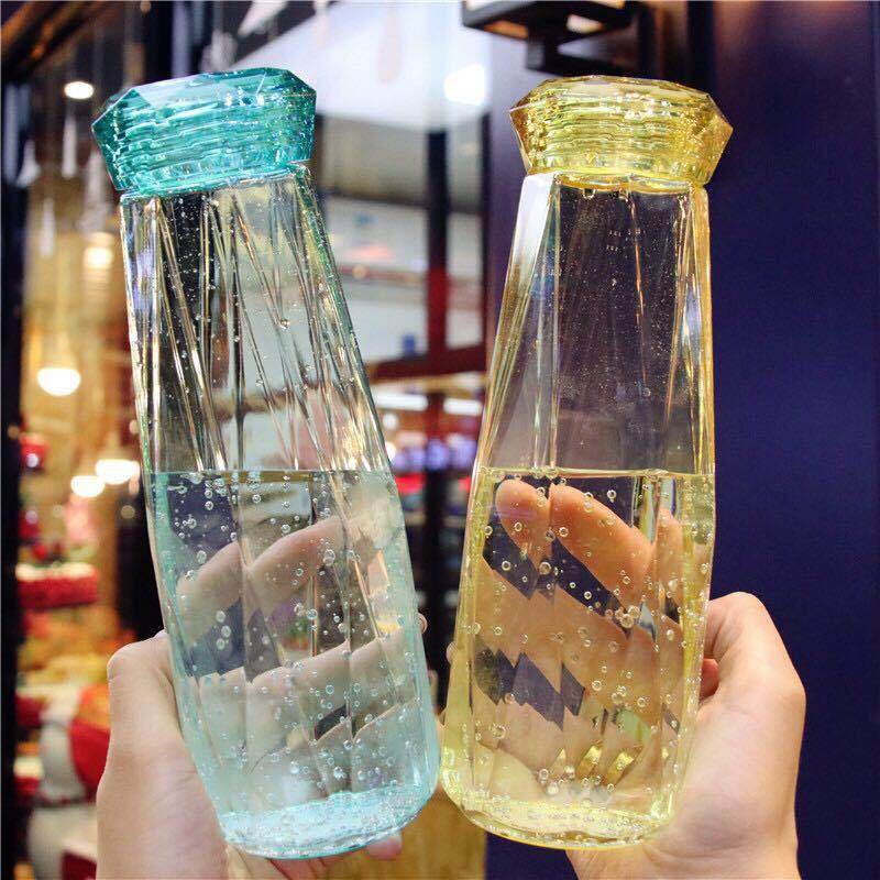 wholesale Diamond Water Bottle Glass Cup simple design crystal water bottle Drinkware Outdoor fancy water bottle