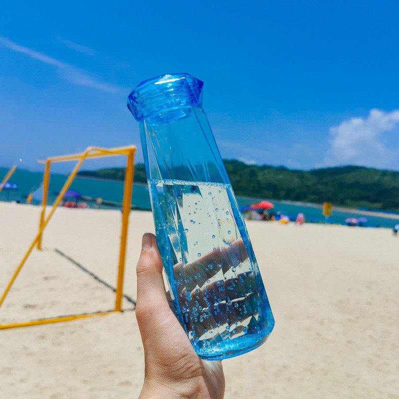 wholesale Diamond Water Bottle Glass Cup simple design crystal water bottle Drinkware Outdoor fancy water bottle