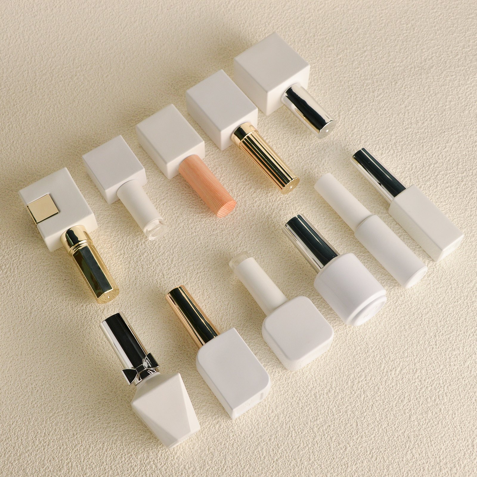 15ml 23ml Free Sample White Uv Gel Nail Polish Bottle Empty Glass Bottle For Gel Polish With Silver Or Wood Grain Cap Brush