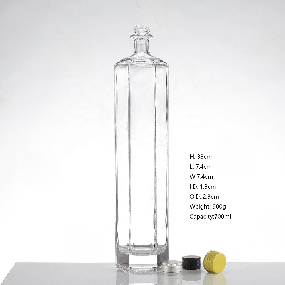 700ml Clear Empty Vodka Liquor Gin Rum Tequila Whisky Brandy Spirit Glass Bottle With Screw Cap