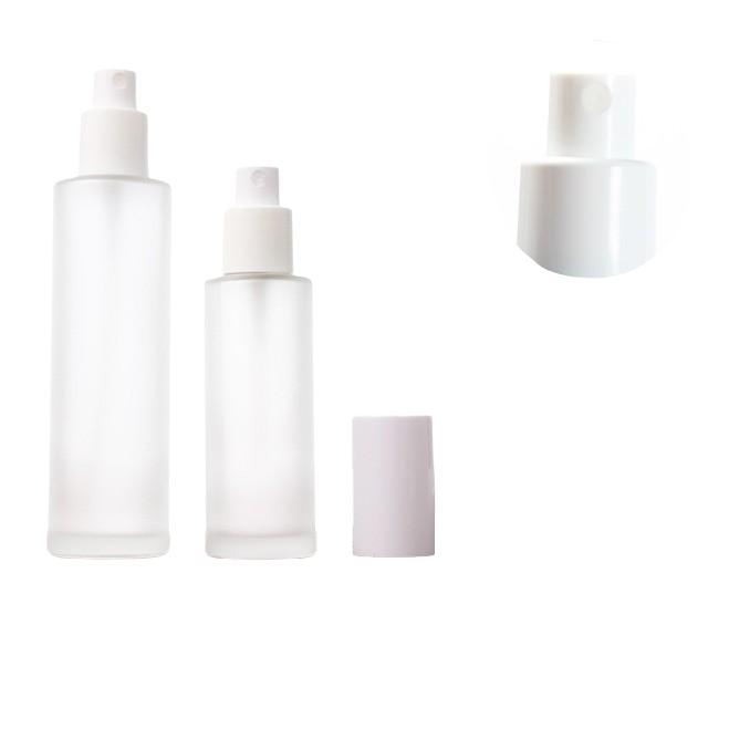 Round flat shoulder frosted glass bottle lotion bottle 20-120ml white CD cream pump cosmetic lotion essence glass sub-bottle