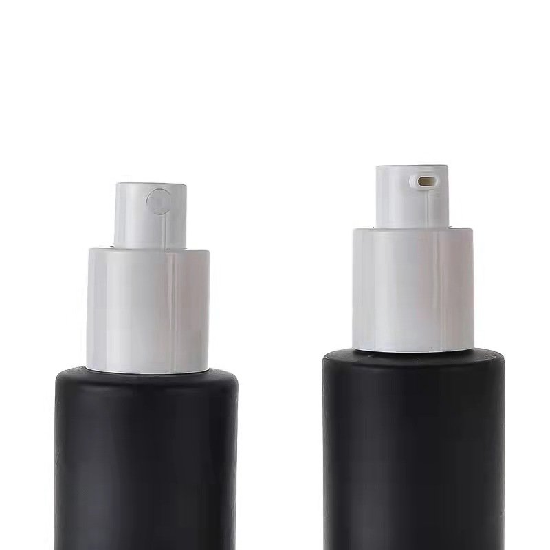 Round flat shoulder frosted glass bottle lotion bottle 20-120ml white CD cream pump cosmetic lotion essence glass sub-bottle