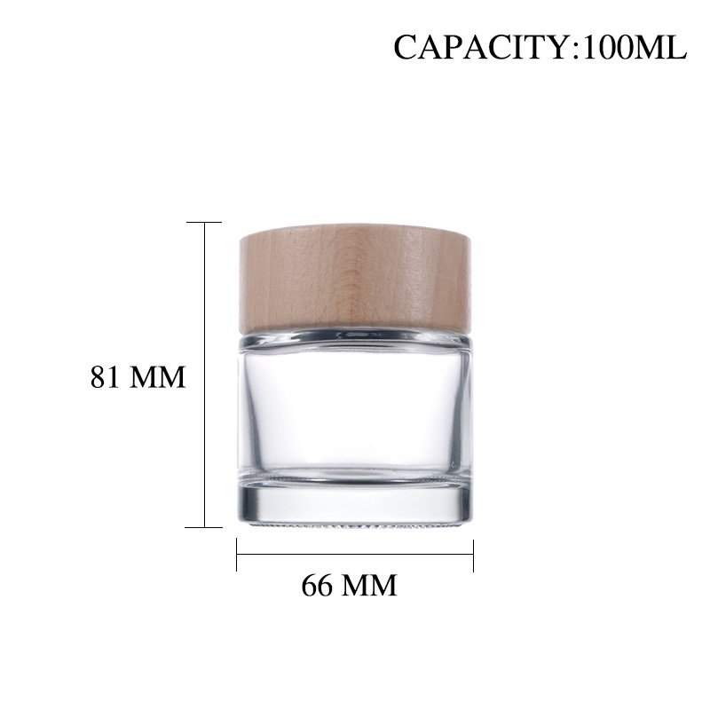 Home Decoration 50ml 100ml Empty Round Fragrance Aroma Oil Reed Diffuser Glass Bottle With Wooded Lid Rattan Stick