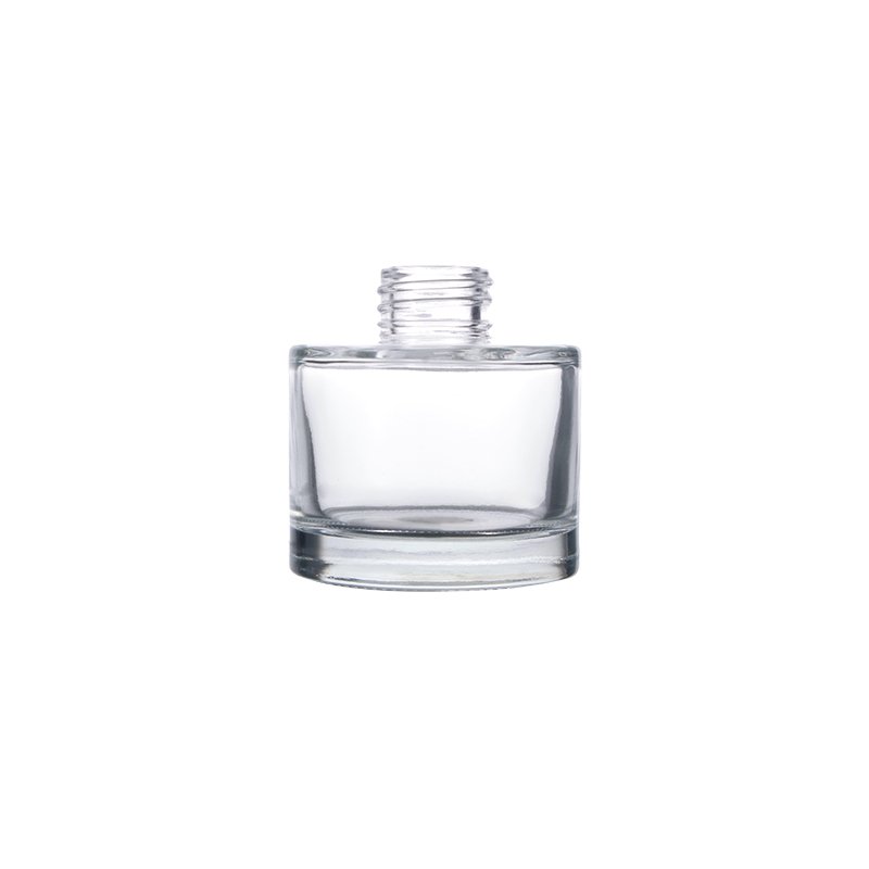 Home Decoration 50ml 100ml Empty Round Fragrance Aroma Oil Reed Diffuser Glass Bottle With Wooded Lid Rattan Stick