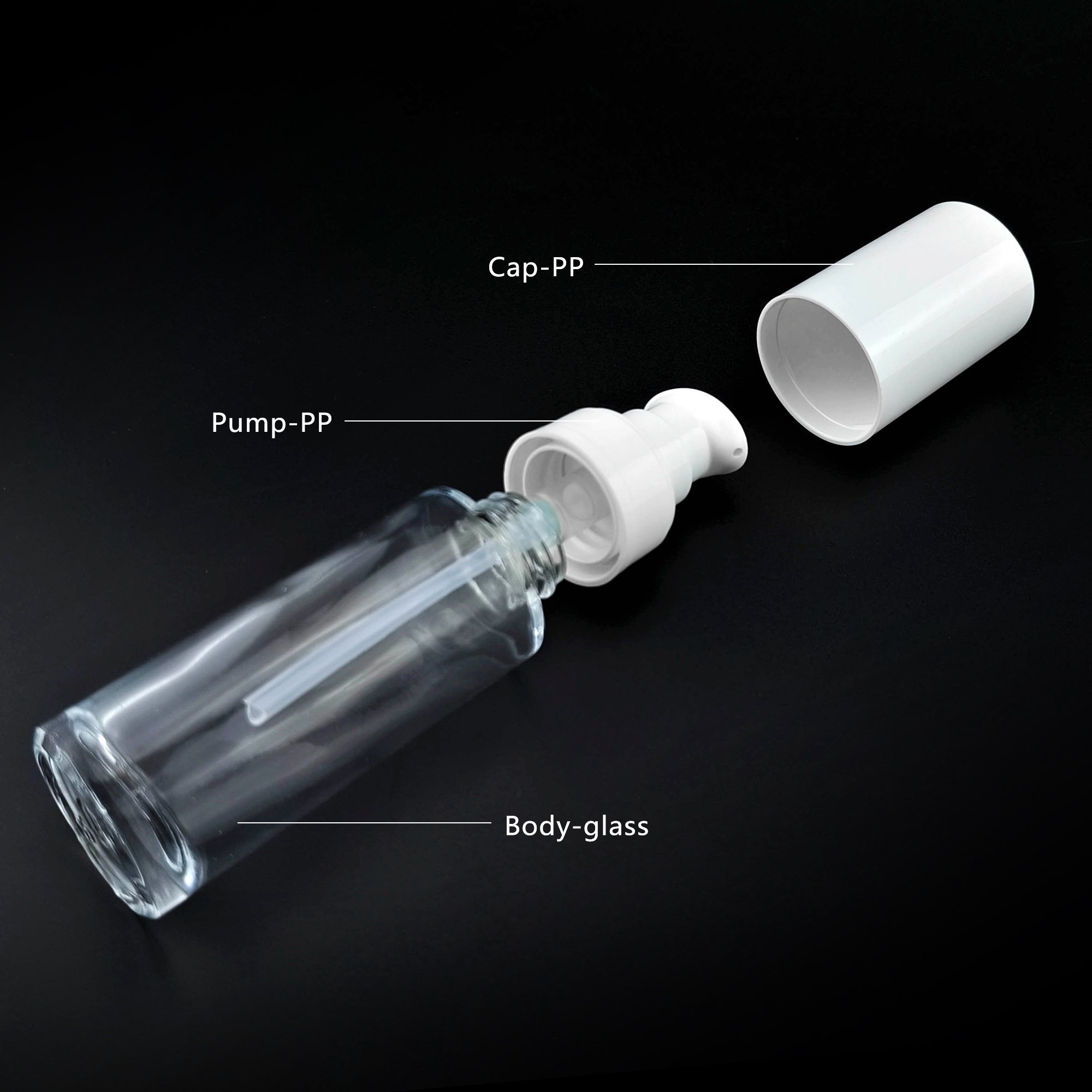 K+New Arrival 30ml Serum Lotion Pump Bottle Glass Cream Bottles And Jars Lotion Bottle Skincare Packaging With Pump Sprayer