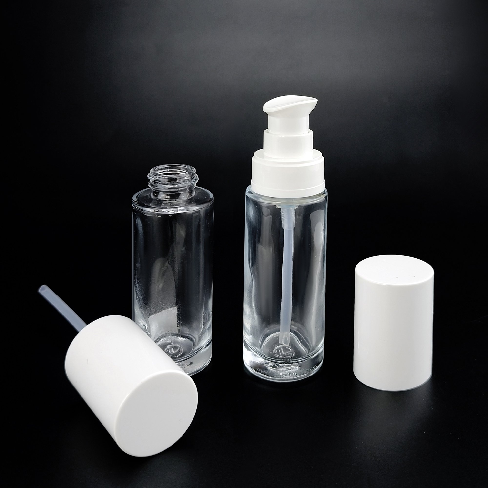 K+New Arrival 30ml Serum Lotion Pump Bottle Glass Cream Bottles And Jars Lotion Bottle Skincare Packaging With Pump Sprayer