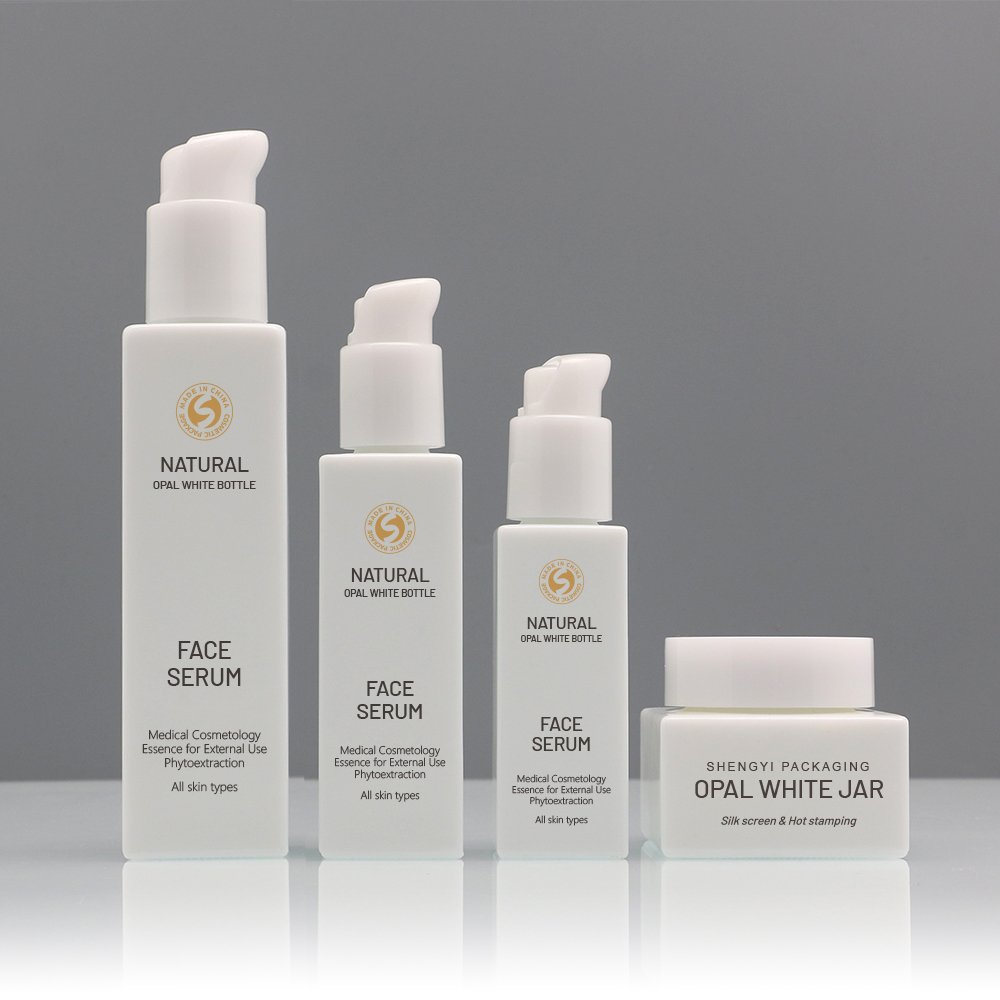 Opal Glass Bottles 120 Ml Empty Cosmetic Serum Pump Bottles 30 Ml Opaque White 100 Ml 120 Ml Glass Bottles And 50 Ml Cream Jars