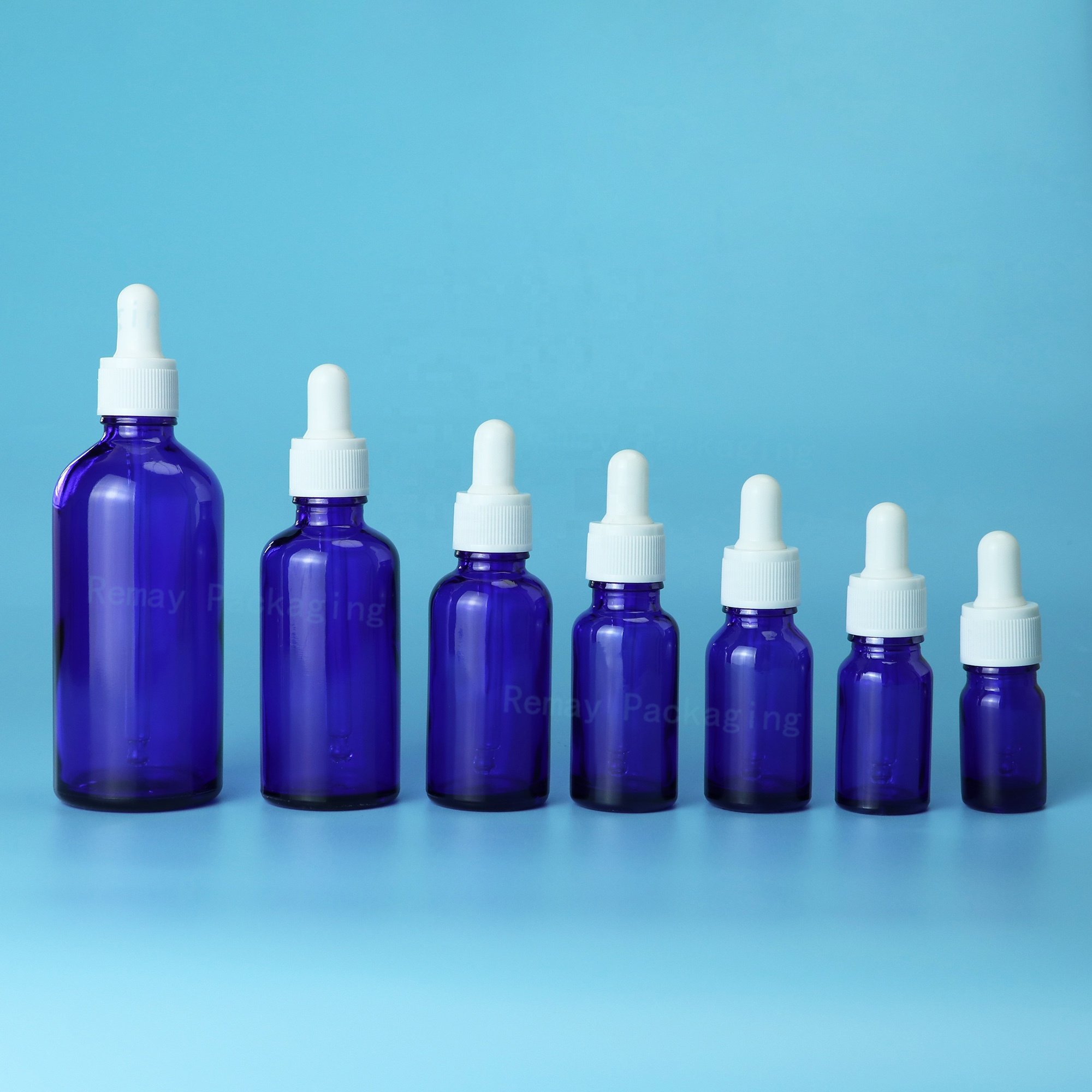 Round oil blue serum glass 20ml 30ml 50ml 100ml eye dropper glass bottle essential oil dropper bottle for cosmetic skin care