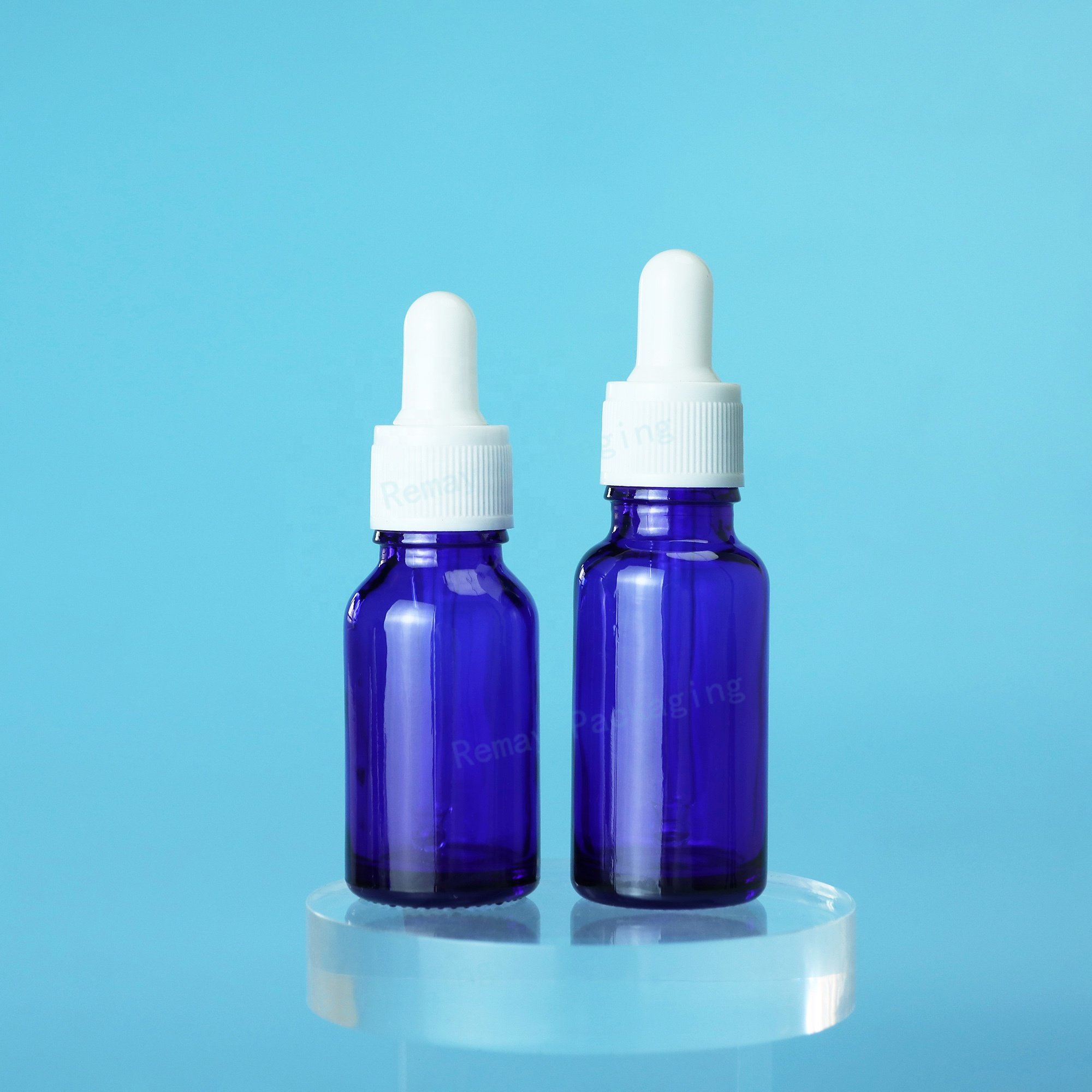 Round oil blue serum glass 20ml 30ml 50ml 100ml eye dropper glass bottle essential oil dropper bottle for cosmetic skin care