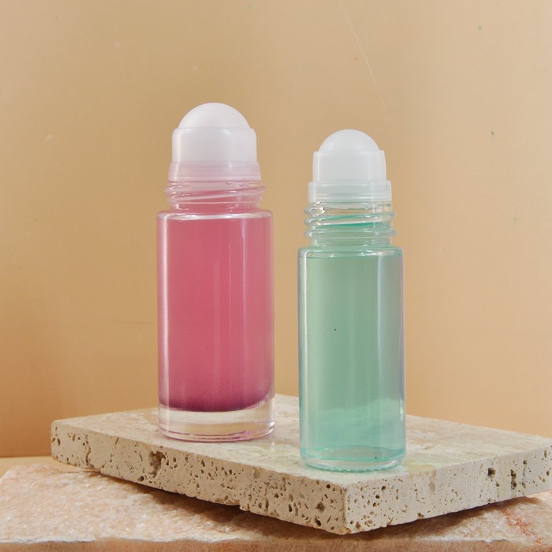 High quality 30ml 50ml round shape Roll On glass bottle essential oil ball bottle Empty Roller Bottle With Cap