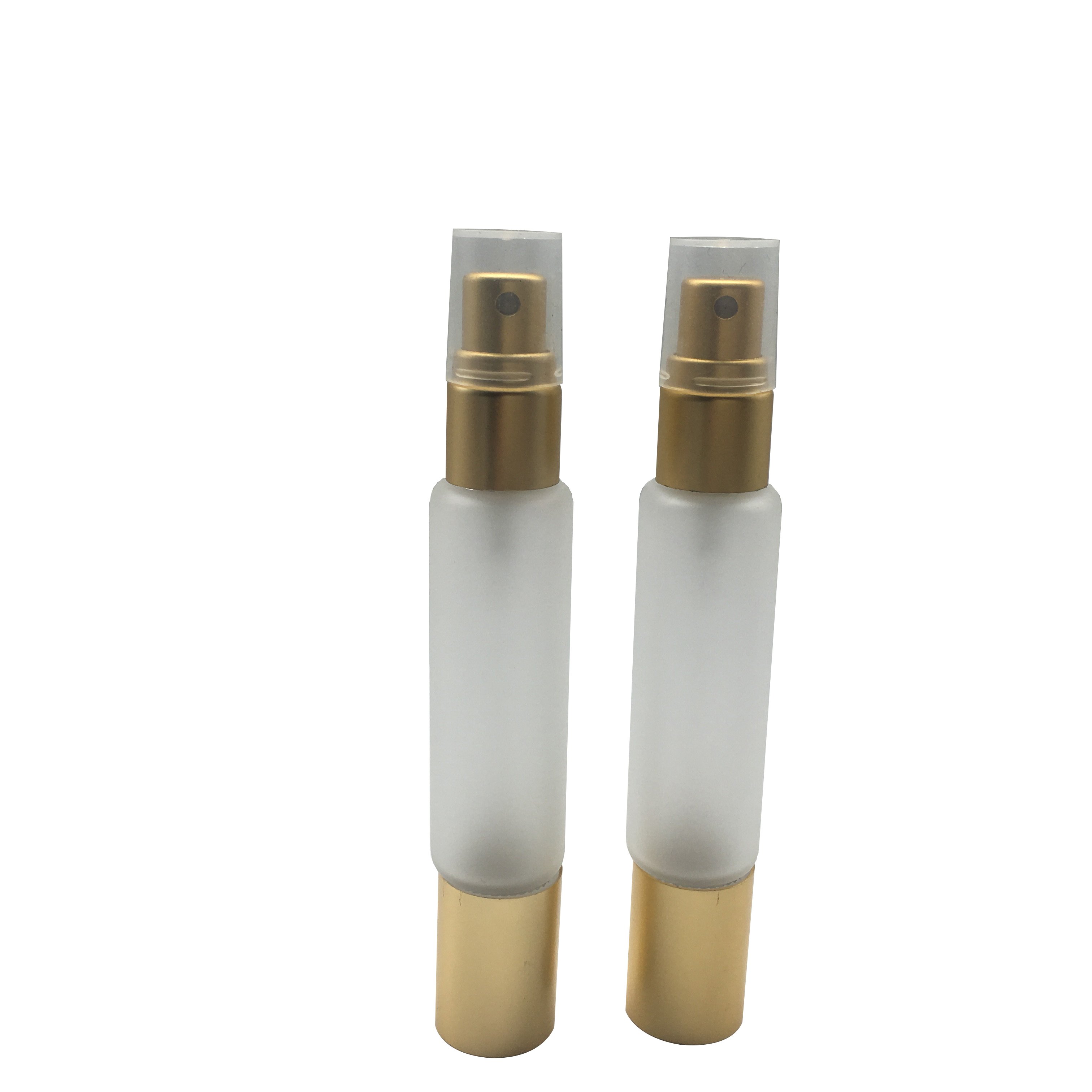 wholesale 10ml clear frost dual end glass cosmetic essential oil perfume aroma spray bottle with sprayer and roller top