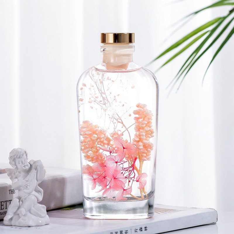 Clear Round Flat 150 Ml Oil Reed Diffuser Aromatherapy Glass Bottles With Stopper