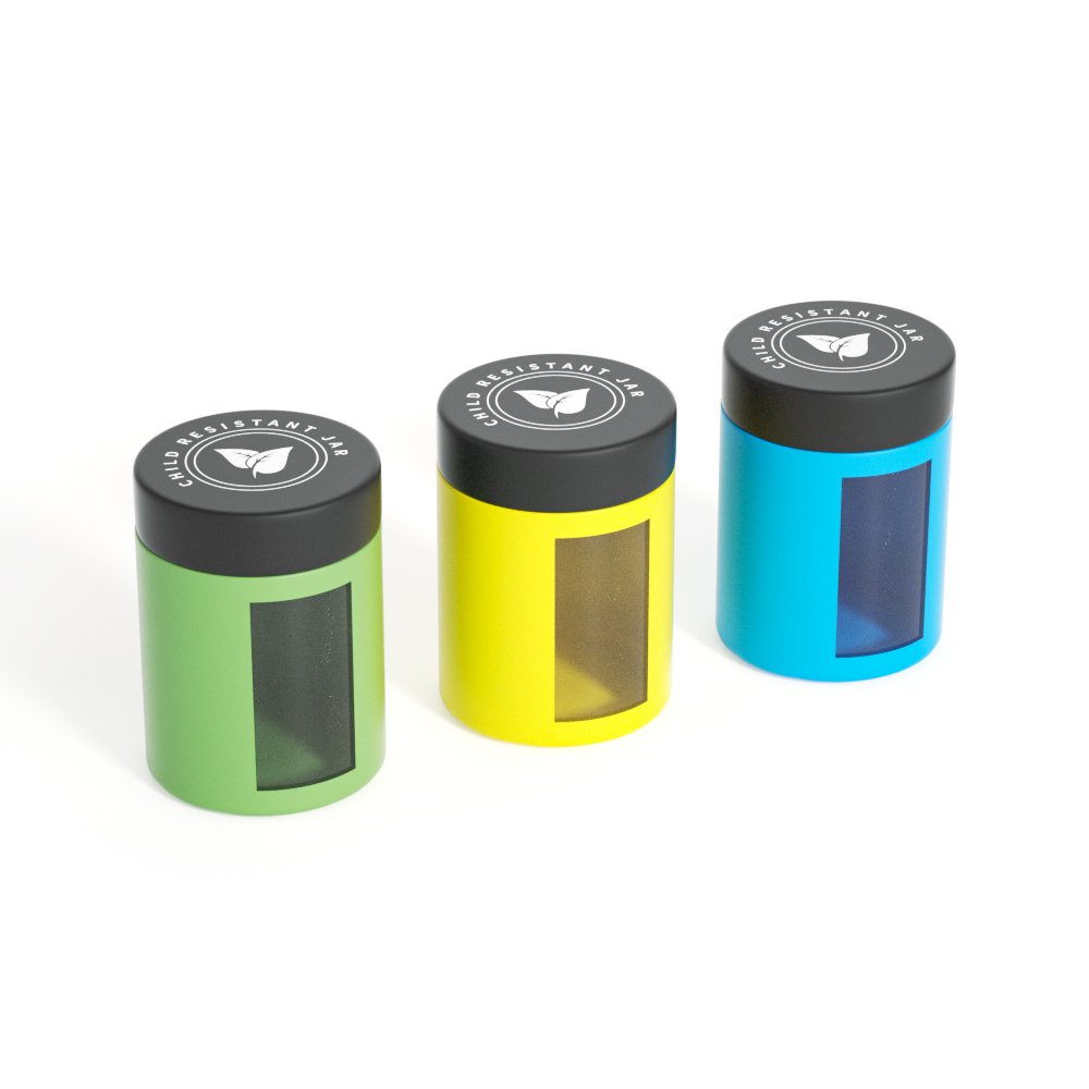 Hot sale custom 3.5gram flower packaging glass jar smell proof flower storage container child proof glass bottles with window
