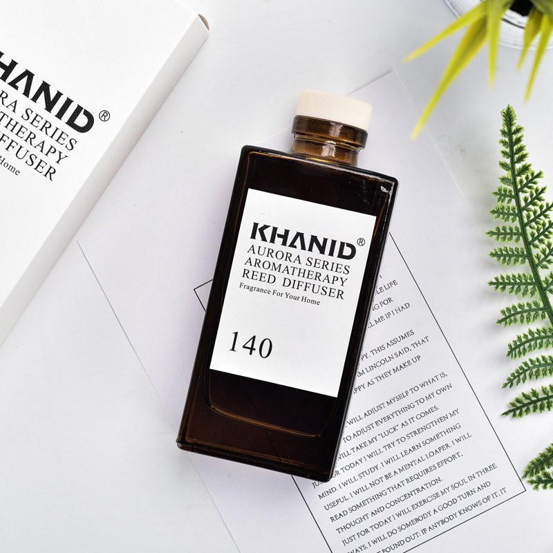 High Quality 50ml 100ml 150ml Square Amber Home Fragrance Reed Diffuser Glass Bottle with glass lid