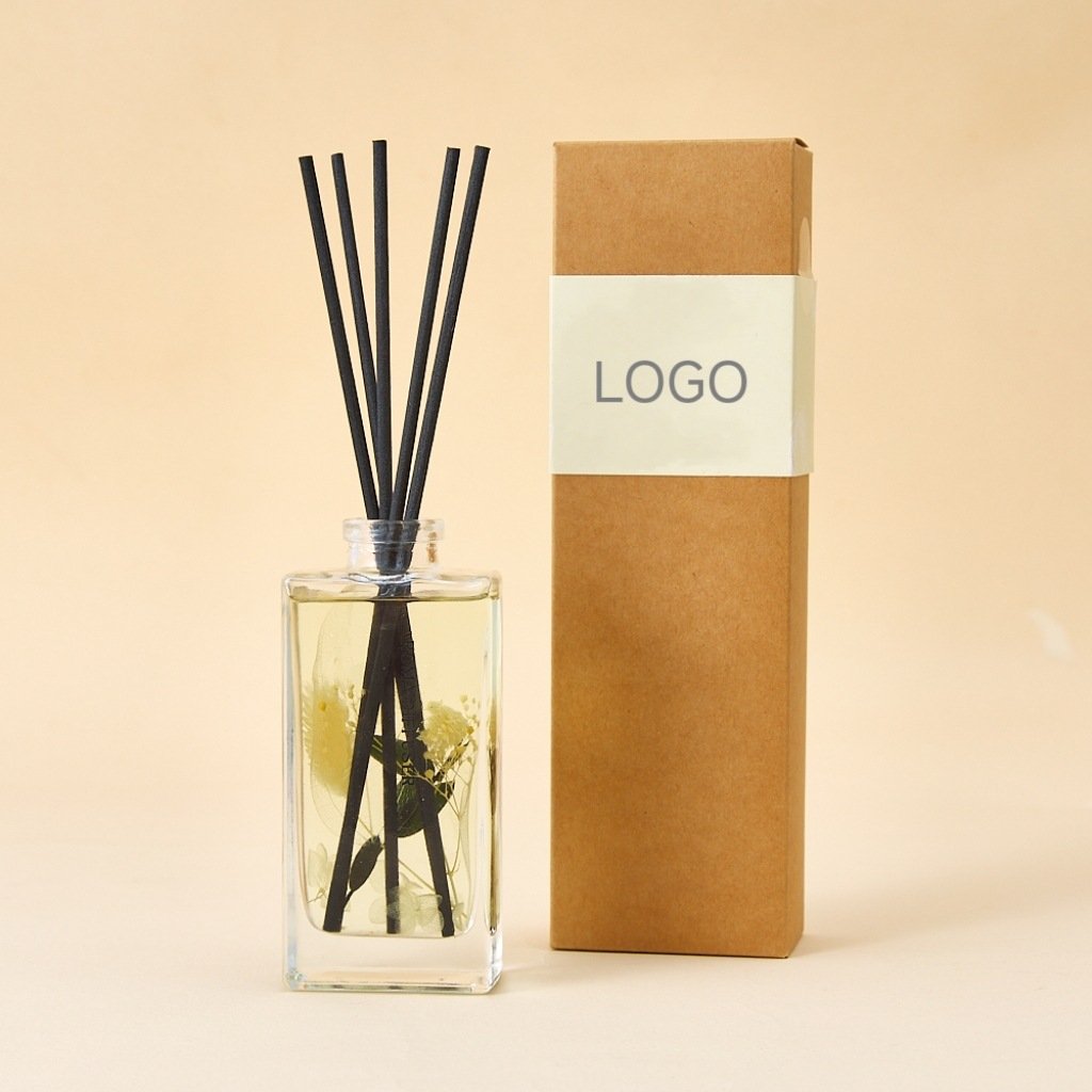 High Quality 50ml 100ml 150ml Square Amber Home Fragrance Reed Diffuser Glass Bottle with glass lid