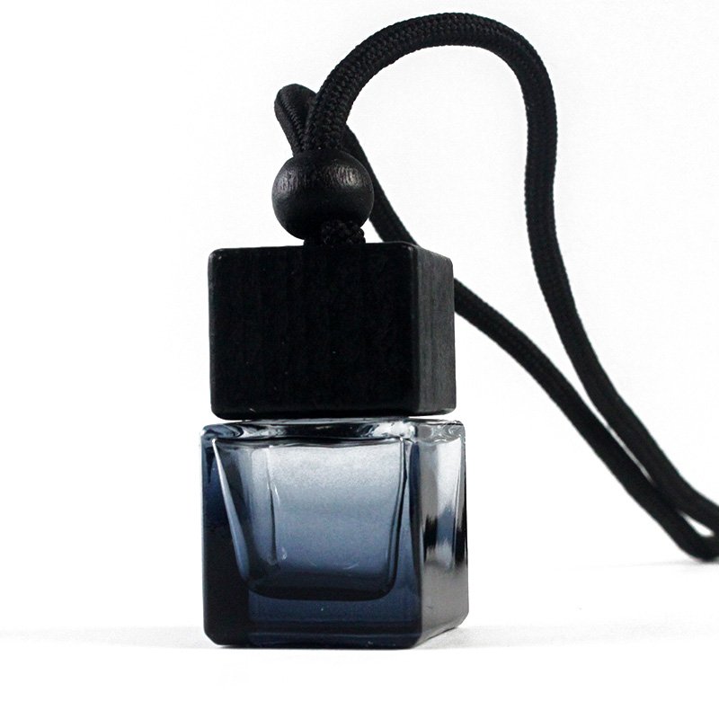 New 8ml Black Wood Cap Empty Glass Bottle Hanging Car Air Freshener Bottle Diffuser