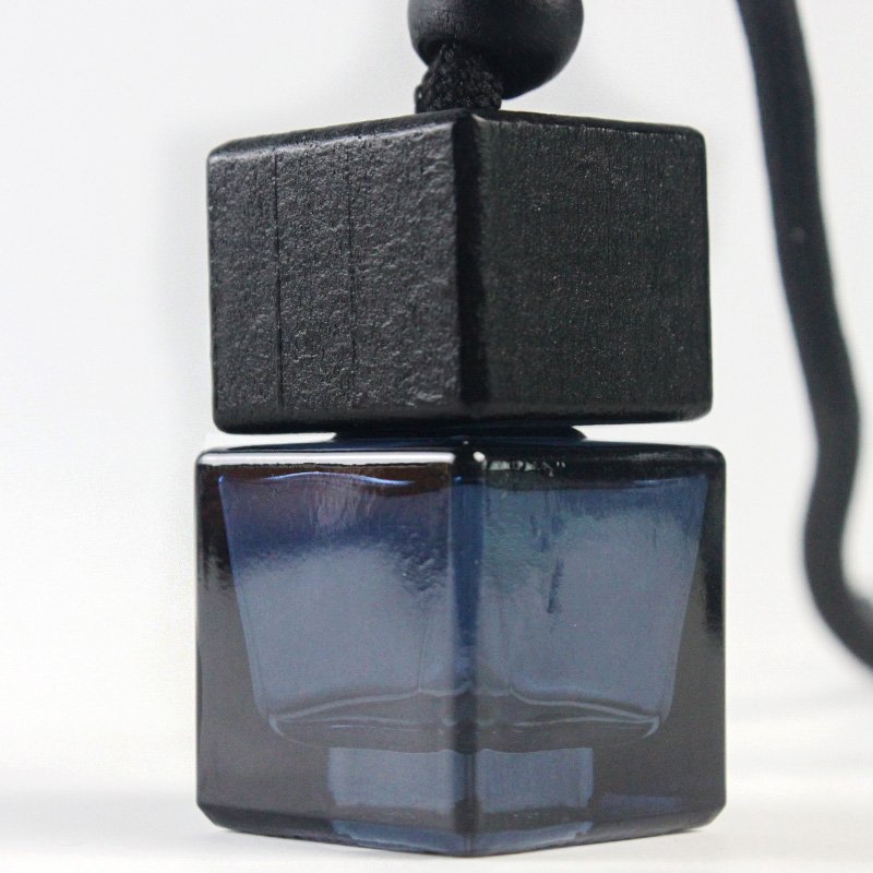 New 8ml Black Wood Cap Empty Glass Bottle Hanging Car Air Freshener Bottle Diffuser