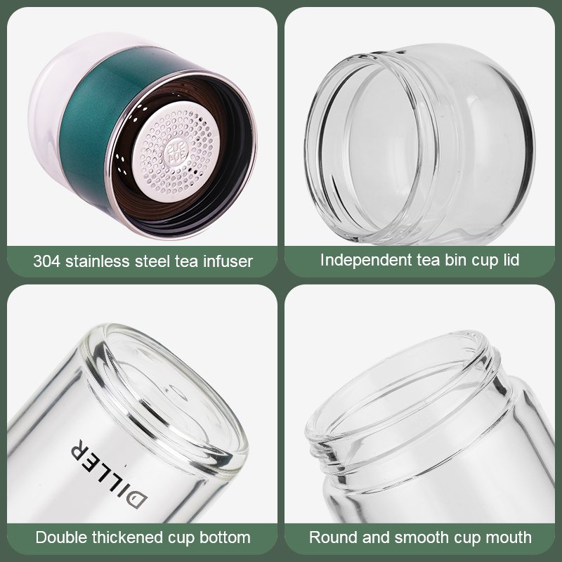 Customized High Borosilicate Glass Water Bottle Eco Friendly Drinking Bottle With Tea Infuser
