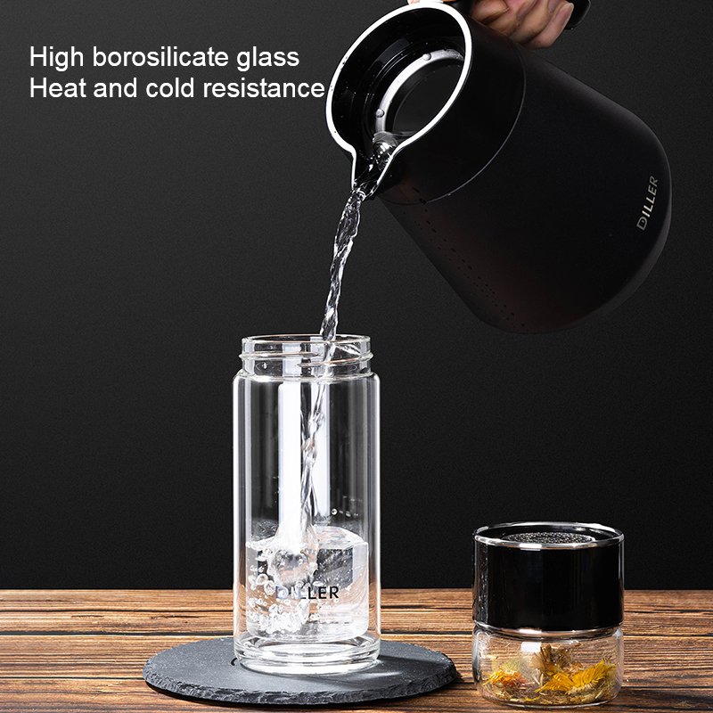 Customized High Borosilicate Glass Water Bottle Eco Friendly Drinking Bottle With Tea Infuser